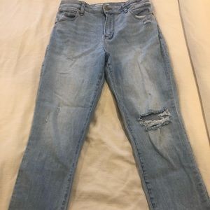 ABERCROMBIE distressed, super skinny ankle jeans